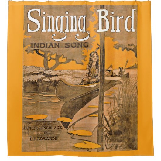 1909 Singing Bird sheet muziekprint Douchegordijn (Voorkant)