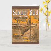 1909 Singing Bird sheet muziekprint Kaart (Gele Bloem)