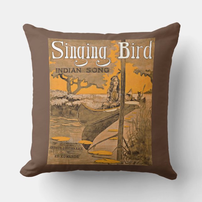 1909 Singing Bird sheet muziekprint Kussen (Voorkant)