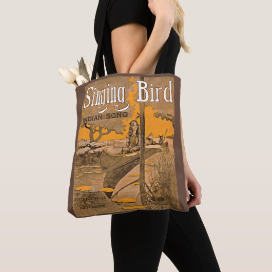 1909 Singing Bird sheet muziekprint Tote Bag (Dichtbij)