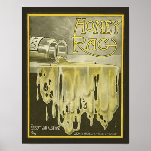 1909 Vintage vel Hoesje kopiëren HONEY RAG Poster