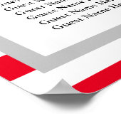 190 Rood/Witte Stripes Wedding Seating Chart Poster (Hoek)