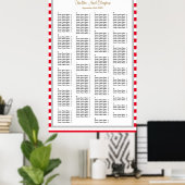 190 Rood/Witte Stripes Wedding Seating Chart Poster (Thuiskantoor)