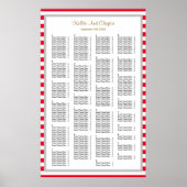 190 Rood/Witte Stripes Wedding Seating Chart Poster (Voorkant)