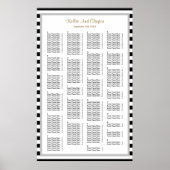 190 Zwarte/Witte Stripes Wedding Seating Chart Poster (Voorkant)