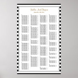 190 Zwarte/Witte Stripes Wedding Seating Chart Poster