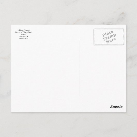 1910-1915 Huffman Mansion in Merced CA Briefkaart (Achterkant)