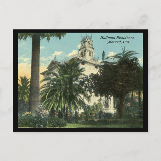 1910-1915 Huffman Mansion in Merced CA Briefkaart (Voorkant)