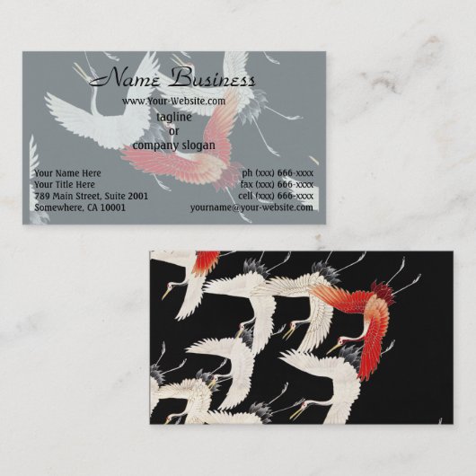 1910-1920 Furisode met een groot aantal vliegende Visitekaartje (Voorkant / Achterkant)