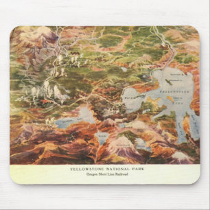 1910 Aerial Uitzicht Map - Yellowstone National Pa Muismat