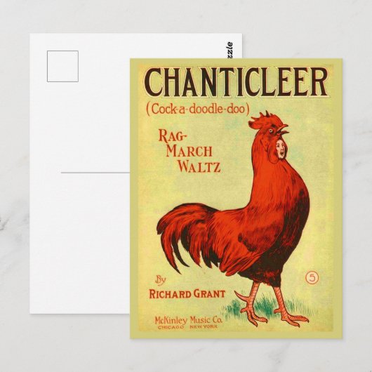 1910 Afdrukken van muziek op Chanticleer-vel Briefkaart (Voorkant / Achterkant)