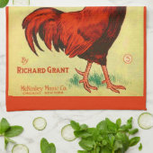 1910 Afdrukken van muziek op Chanticleer-vel Theedoek (Gevouwen)