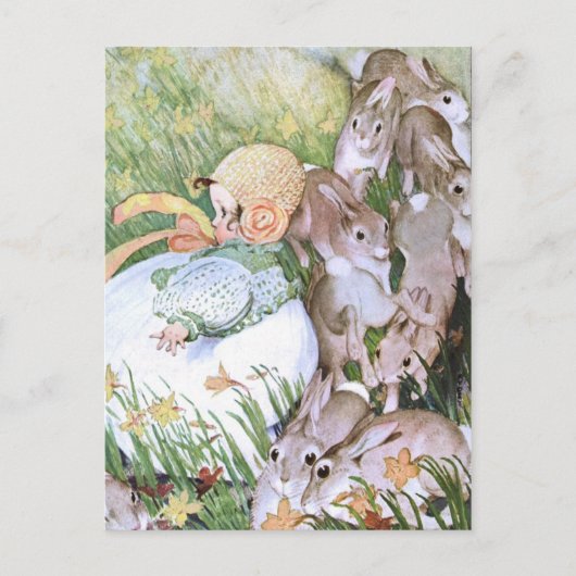1910 "BURST OF SPRING" BABY 'N BUNNY PLAYDATE BRIEFKAART (Voorkant)