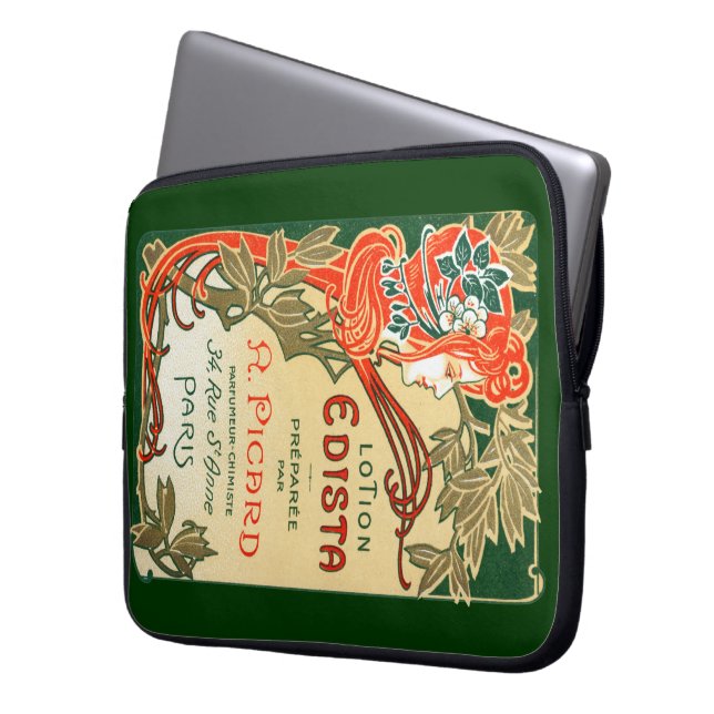 1910 Frans Art Nouveau-label Laptop Sleeve (Voorkant Links)