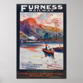 1910 Furness Railway Engelse Meren Reisposter Poster (Voorkant)