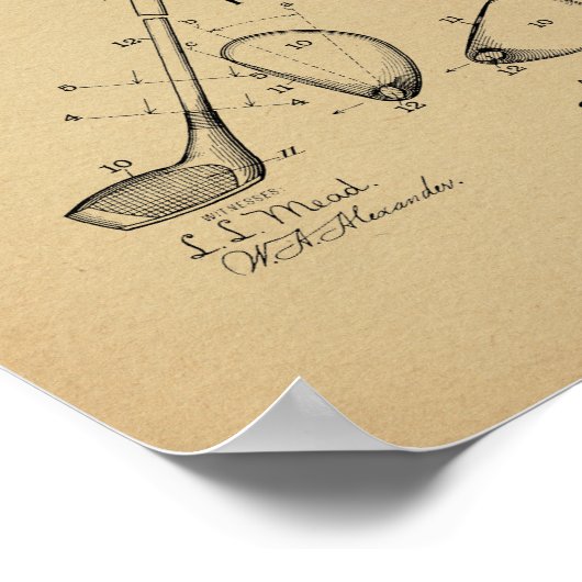 1910  Golf Club Patent Art Print (Hoek)