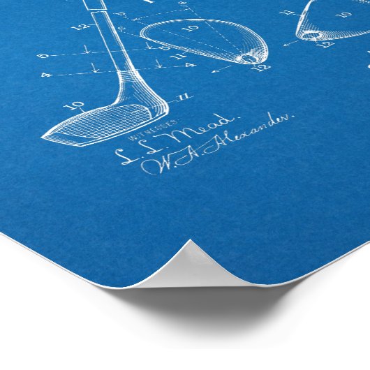 1910  Golf Club Patent Blueprint Art Print (Hoek)