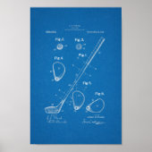 1910  Golf Club Patent Blueprint Art Print (Voorkant)