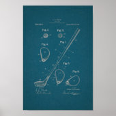 1910  Golf Club Patent Blueprint Art Print (Voorkant)