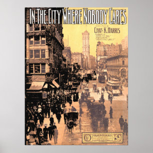 1910 in de stad waar niemand speelgoedmuziek poster
