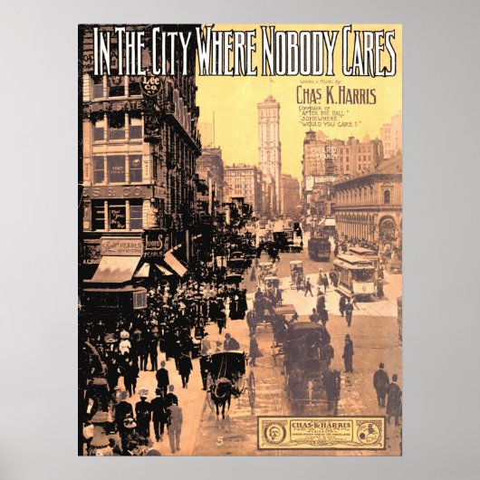 1910 in de stad waar niemand speelgoedmuziek poster (Voorkant)