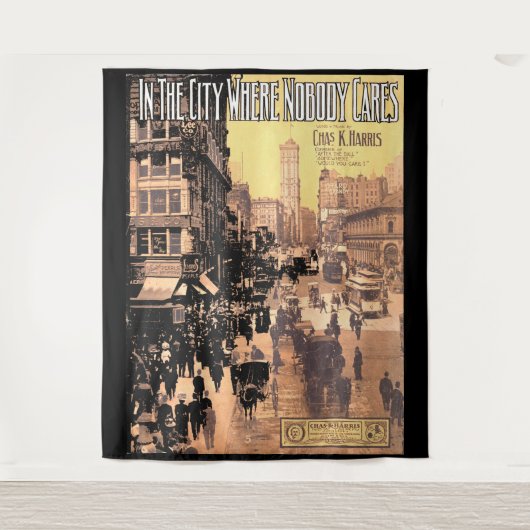 1910 in de stad waar niemand speelgoedmuziek wandkleed (Voorkant)