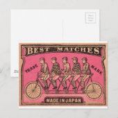 1910 Japans label voor tandem - fietsendoos Briefkaart (Voorkant / Achterkant)