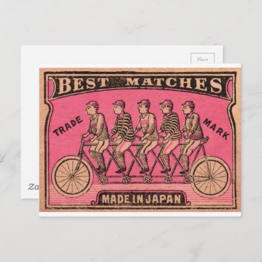 1910 Japans label voor tandem - fietsendoos Briefkaart (Voorkant / Achterkant)