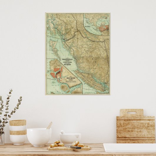 1910 Map of the Grand Trunk Pacific Railway Poster (Keuken)