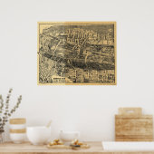 1910 Maplewood, NJ Birds Eye Uitzicht Panoramic Ma Poster (Keuken)