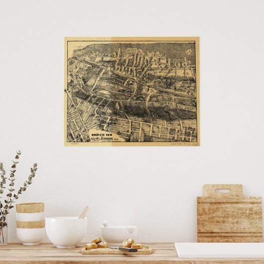 1910 Maplewood, NJ Birds Eye Uitzicht Panoramic Ma Poster (Keuken)