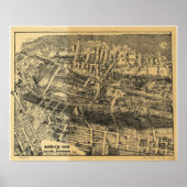 1910 Maplewood, NJ Birds Eye Uitzicht Panoramic Ma Poster (Voorkant)