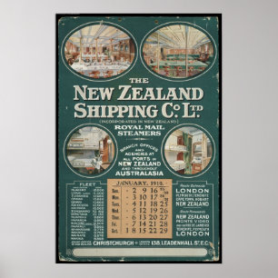 1910 Nieuw-Zeeland Shipping Company Poster