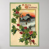 1910 Oude Kerstmis Hulst Poster Kunst (Voorkant)