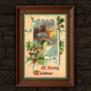 1910 Oude Kerstmis Hulst Poster Kunst
