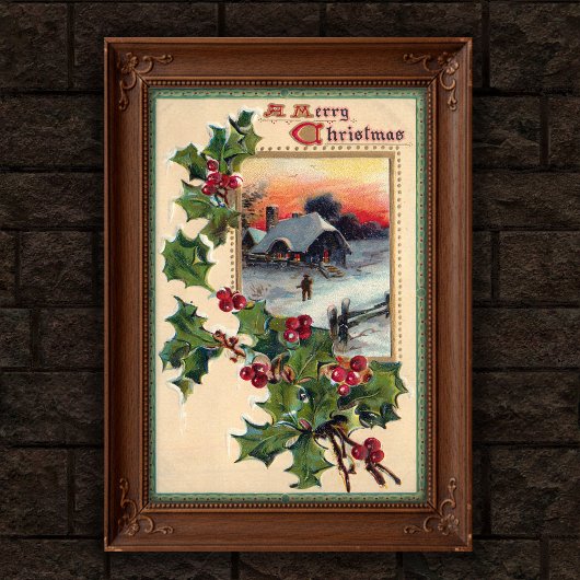 1910 Oude Kerstmis Hulst Poster Kunst