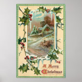 1910 Oude Kerstmis Hulst Poster Kunst (Voorkant)