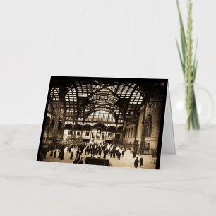 1910 Penn Station NYC Magische Lantaarn Dia Sepia Folie Wenskaart