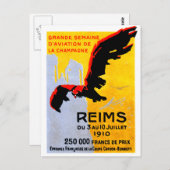1910 Reims Air Show Poster Briefkaart (Voorkant / Achterkant)