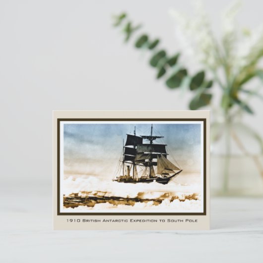 1910 Scott Expedition to Terra Nova South Pole Briefkaart (Staand voorkant)