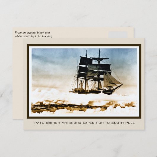 1910 Scott Expedition to Terra Nova South Pole Briefkaart (Voorkant / Achterkant)