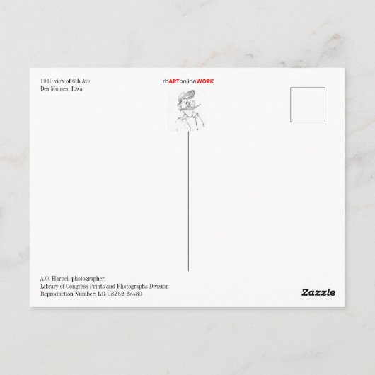 1910 Uitzicht van het Briefkaart van de binnenstad (Achterkant)