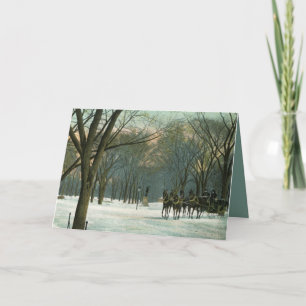 1910 vakantie slee rit in Central Park, NY kaart