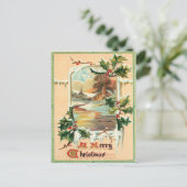 1910 Vintage Christmas Holly  Briefkaart (Staand voorkant)