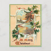 1910 Vintage Christmas Holly  Briefkaart (Voorkant)