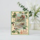 1910 Vintage Christmas Holly Briefkaart (Staand voorkant)