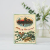 1910 Vintage Christmas Holly Briefkaart (Staand voorkant)