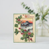 1910 Vintage Christmas Holly  Briefkaart (Staand voorkant)