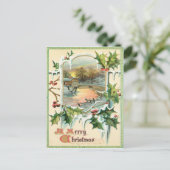 1910 Vintage Christmas Holly Briefkaart (Staand voorkant)
