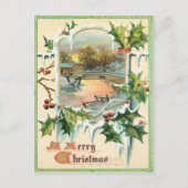 1910 Vintage Christmas Holly Briefkaart (Voorkant)